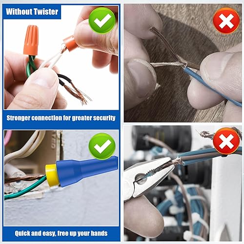 Miniatura 8 de 2 piezas de tornado de tuerca de alambre, conector de alambre giratorio, herramienta multifuncional de torsión de alambre con mandril de 14