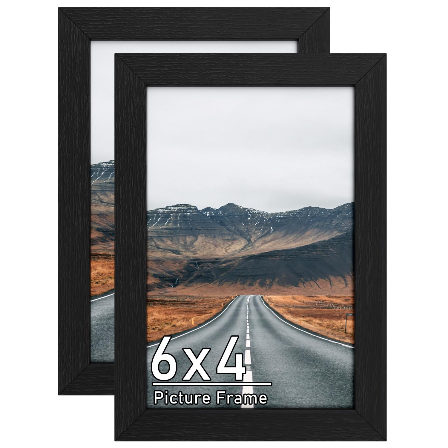 2Pack 6X4 Black Wooden Picture Frame, Freestanding and Wall Mounted — image 1