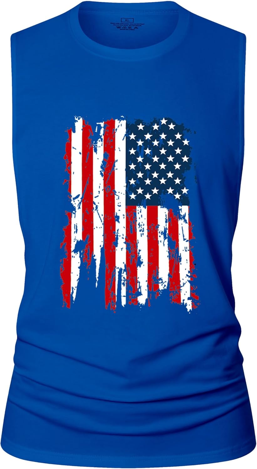 Men's Workout Tank Tops Sleeveless Gym Muscle Tee Graphic American Flag Shirt