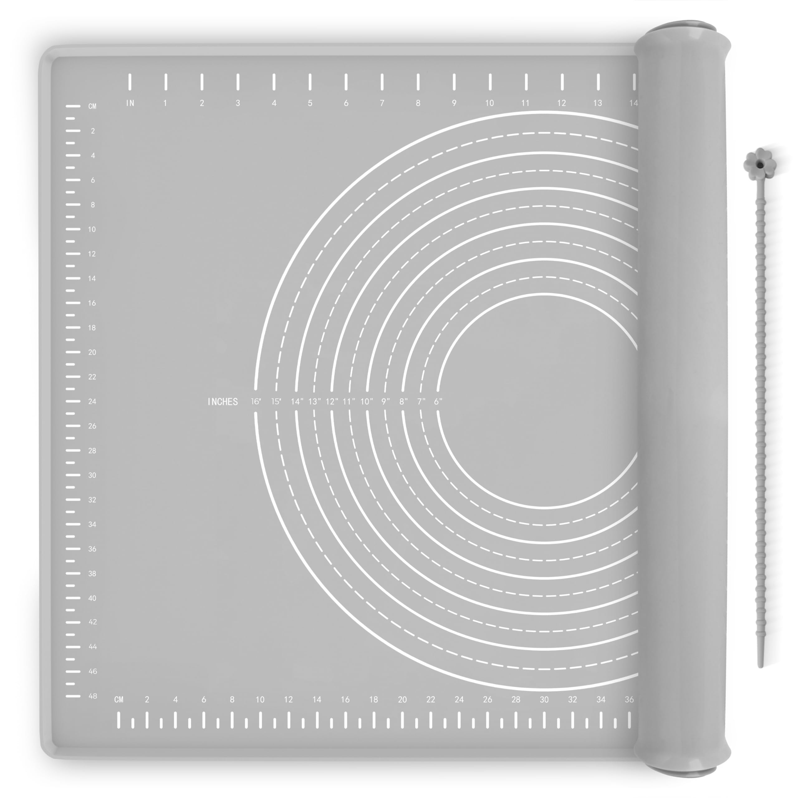 Silikon-Backmatte, 81,3 x 61 cm, extra dicke Teigrollmatte mit Messungen und Kantenerhöhung, antihaftbeschichtet, lebensmittelechtes Silikon, Gebäckmatte für Gebäck, Brot, Kekse, Pizza, Fondant,