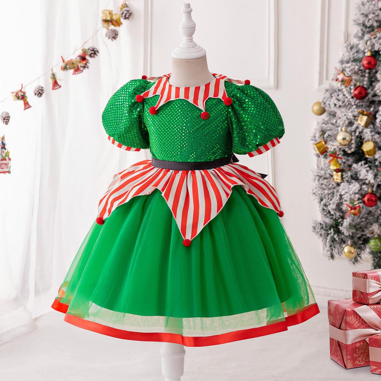Vestiti Natale Bambina, Vestito da Bambina per Natale,Festa,Ballo,Costume,Principessa,Spettacolo,Vestito da Bambina