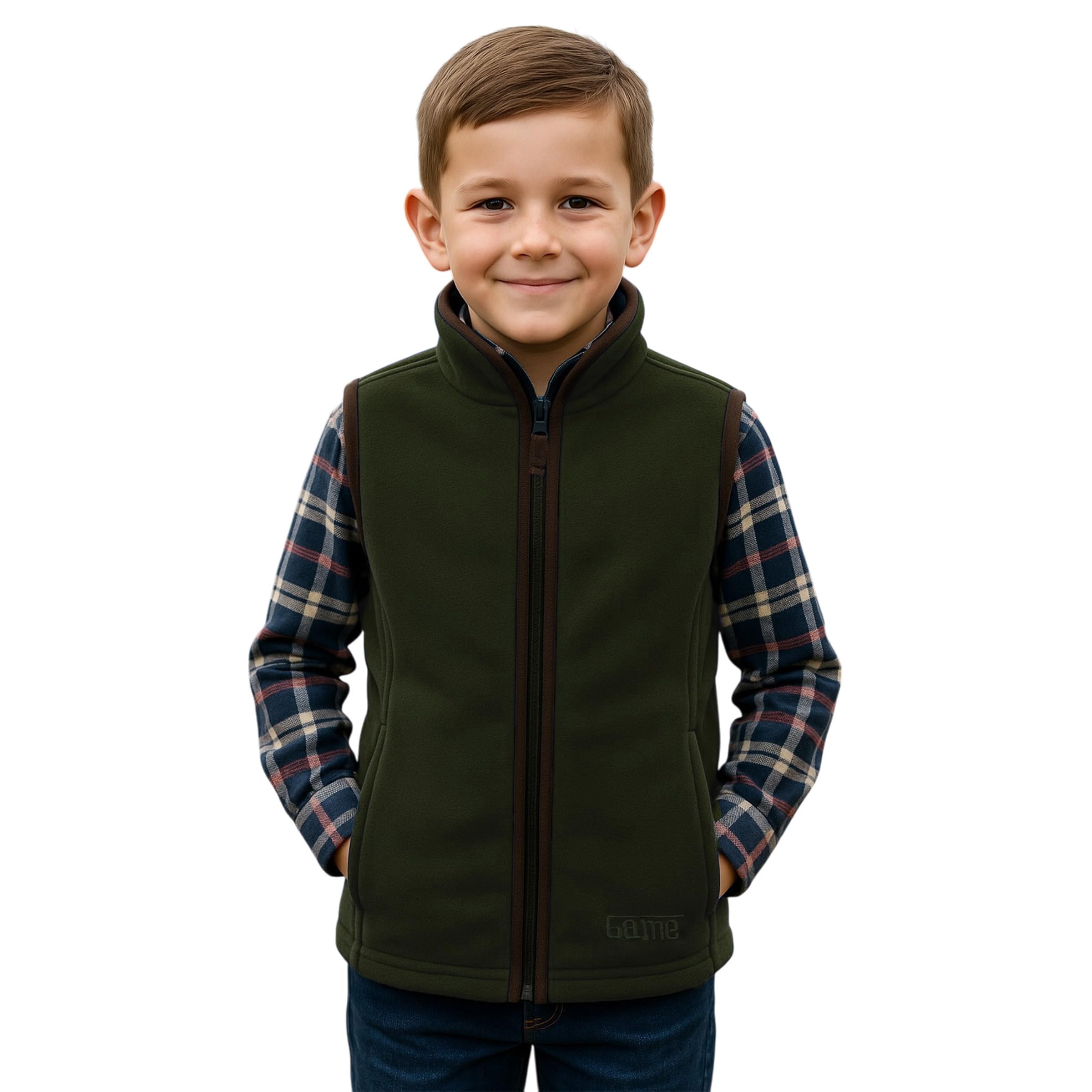 Game Technical Apparel Kids Chilton Country Fleece Gilet Winter Warm Waistcoat with Contrast Piping Bodywarmer (Forest Green, 2_years) (Forest Green, 3_years)