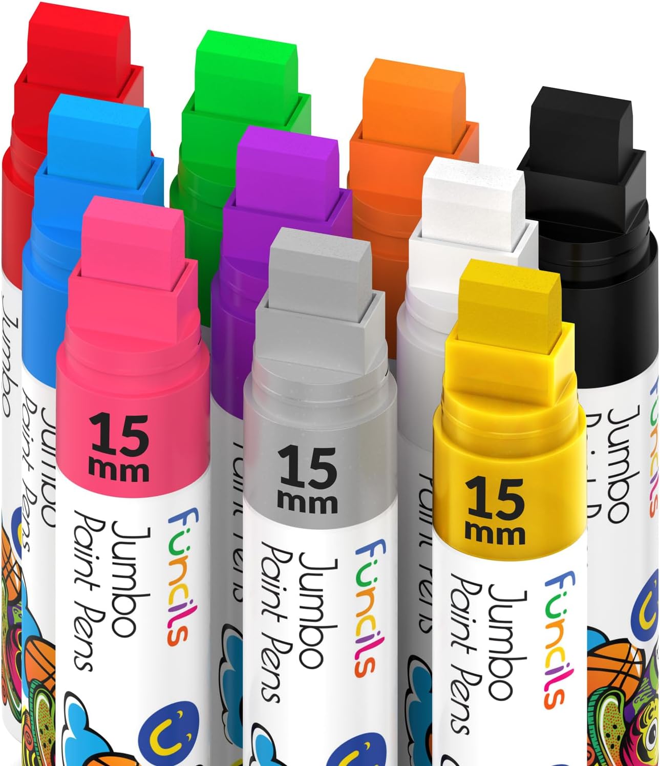 BIGTHUMB Thick White Jumbo Poster Markers 3 Pcs 15mm Wide