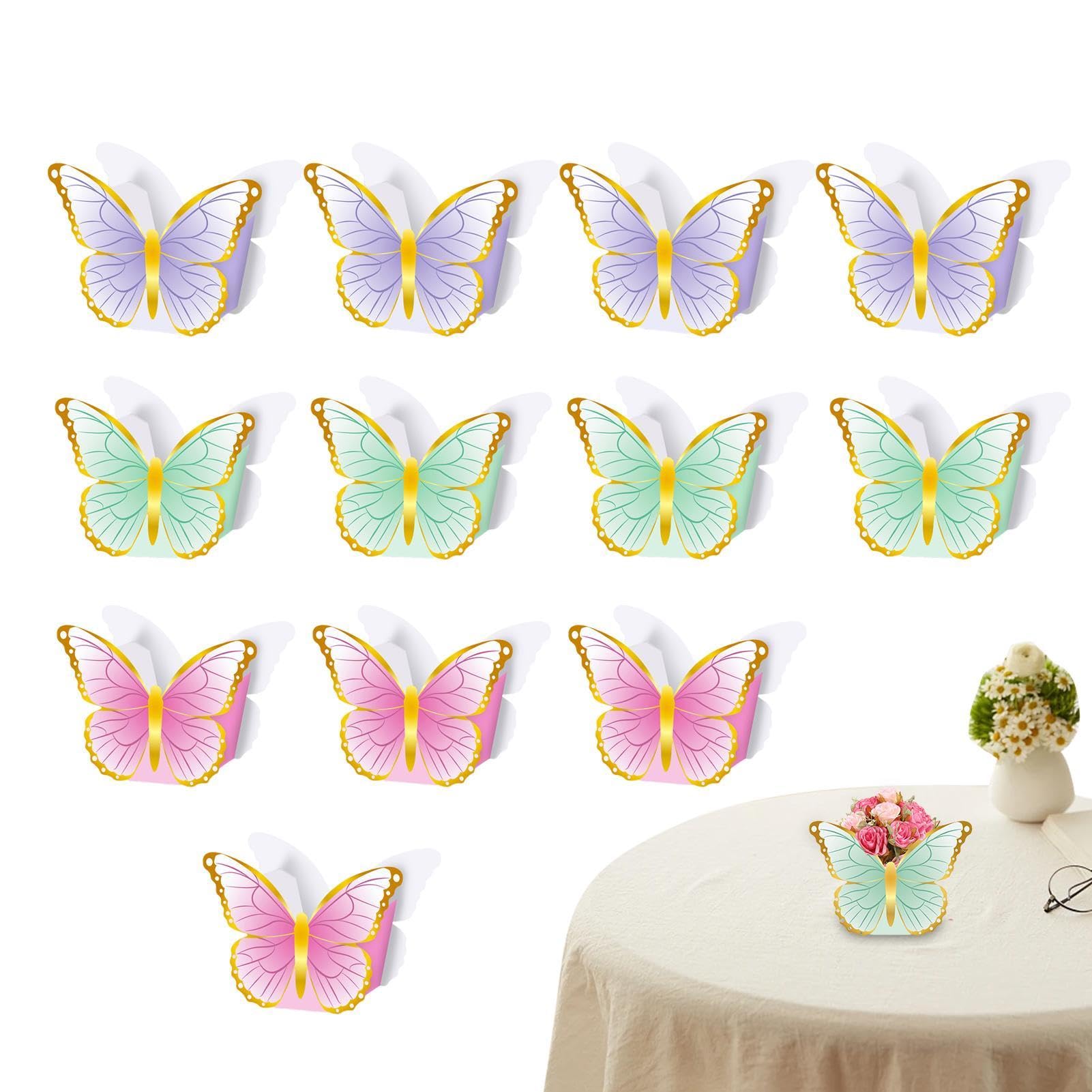 12 Stück Schmetterling-Tischdekoration - Mittelstücke Für Geburtstag, Hochzeit, Tea Party, Ca. 20 Cm Breit