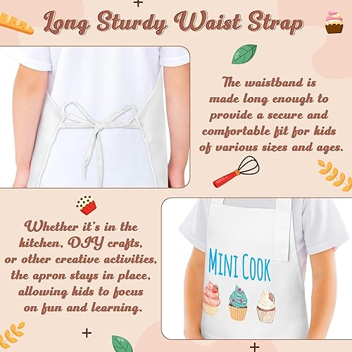 Miniatura 155 de R HORSE Juego de 2 delantales para niños y sombrero de chef, delantal de cocina azul ajustable para niños, kit de pintura y entrenamiento