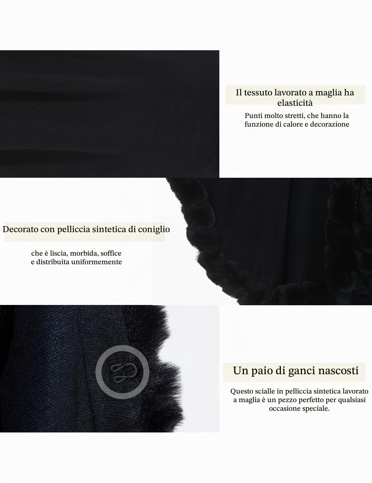 BEAUTELICATE Cappotto a Maglia Mantella Poncho in Pelliccia Sintetica Scialle con Collo Donna Stola Cardigan per Festa Matrimonio Invernale Sposa