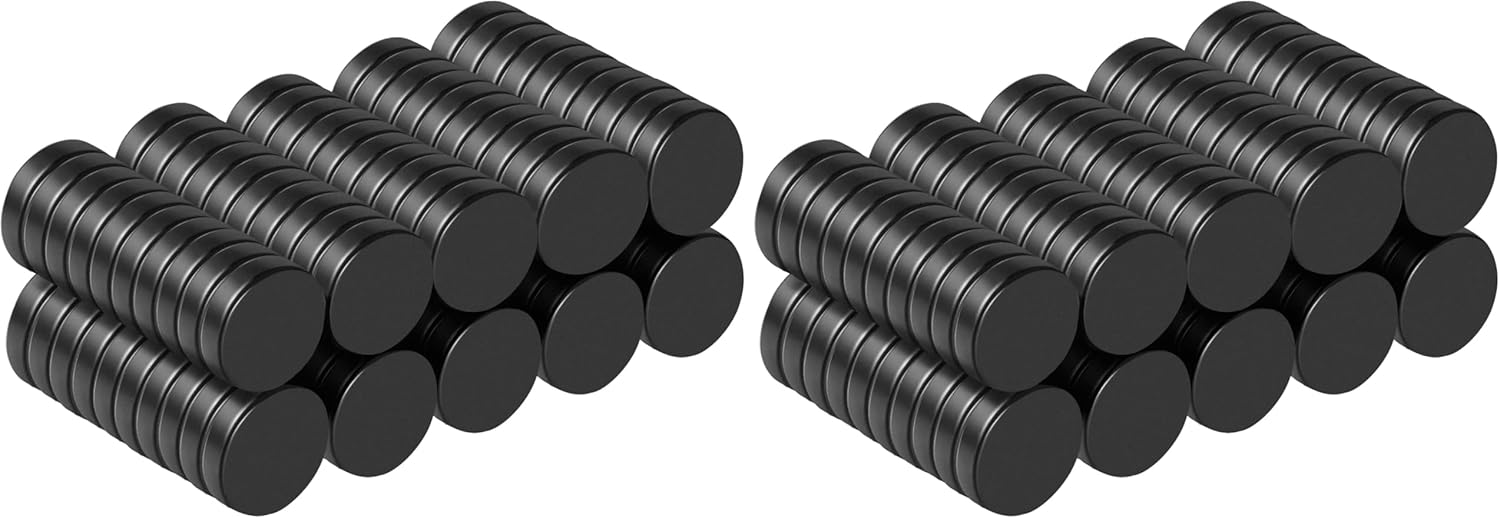 SMARTAKE 100 Pcs Refrigerator Magnets, Small Round Fridge Magnets, Multi-Use Premium Neodymium Office Magnets for Fridge, Whiteboard, Billboard in Home, Kitchen, Office and School (Black) (Pack of 2)