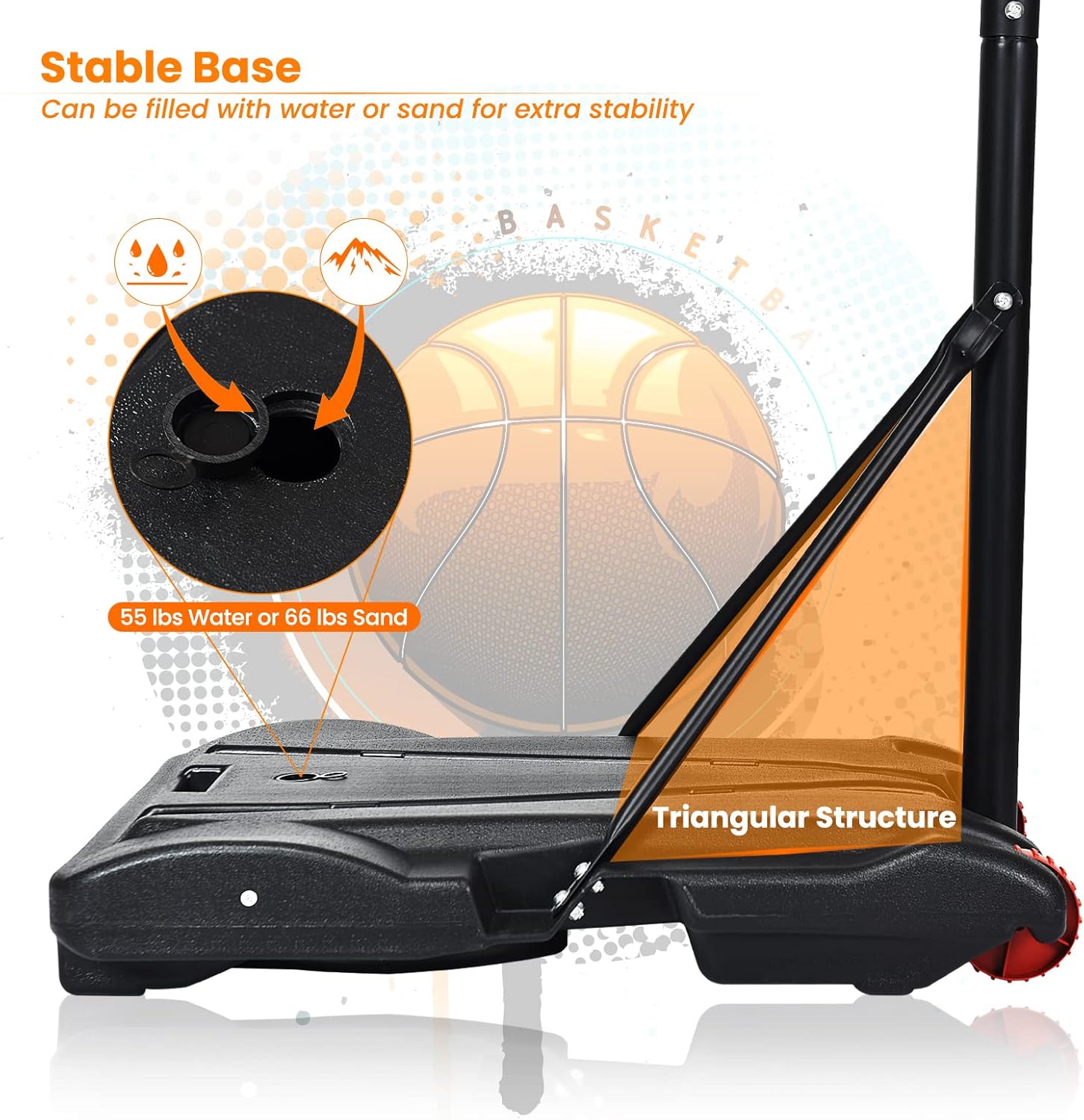 Giantex Portable Basketball Hoop with Wheels, 5.8-6.8 Ft Adjustable 28 Inch Backboard Basketball Goal, Height Adjustable Youth Junior Kids Basketball Hoop for Outdoor Indoor Driveway Garage