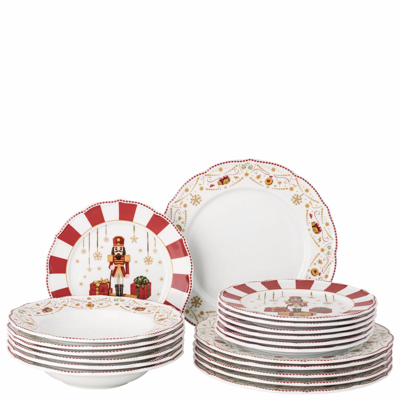 Hutschenreuther Weihnachten "Christmas Love" Set 18-teilig, Tellerset bestehend aus: 6 x Teller 22 cm "Christmas Love red", 6 x Teller 27 cm flach; 6 x Teller 23 cm tief