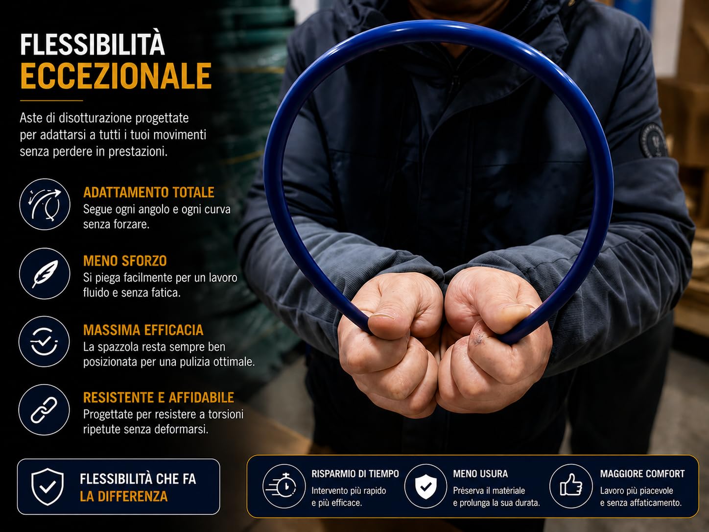 Kit pulizia stufa a pellet 9 m PROKIT + E-book, scovoli 80/100 mm, 15 aste flessibili, adattatore M12, guanti antiscivolo, occhiali, borsa e spazzola