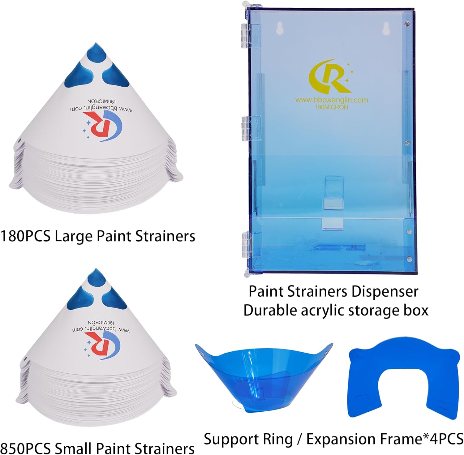 Paint Strainer Dispenser Kit System with Small Strainers 850pcs and Large Strainers 180pcs