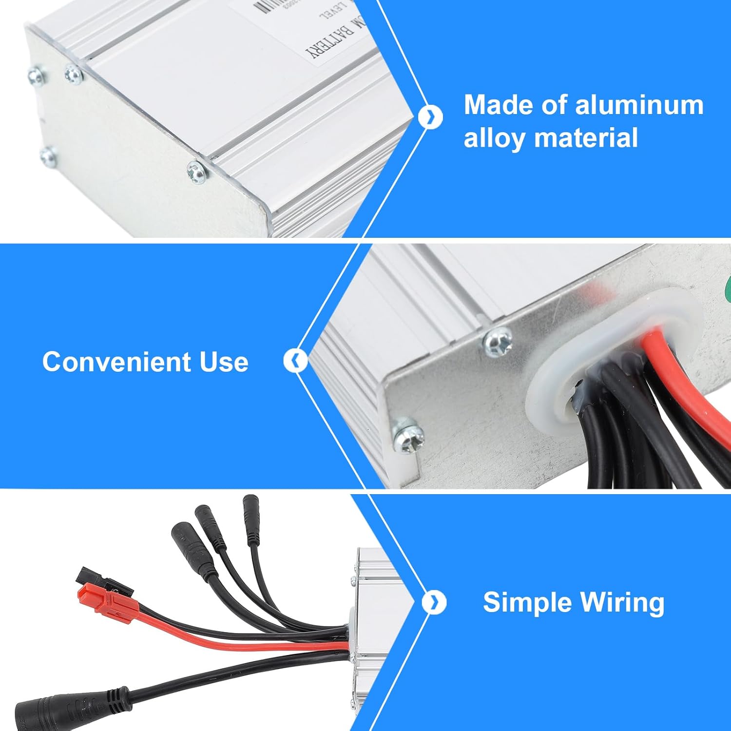 Brushless Controller, 30A Brushless Motor Controller for 1000W Power Waterproof Square Electric Bike Modification Accessory