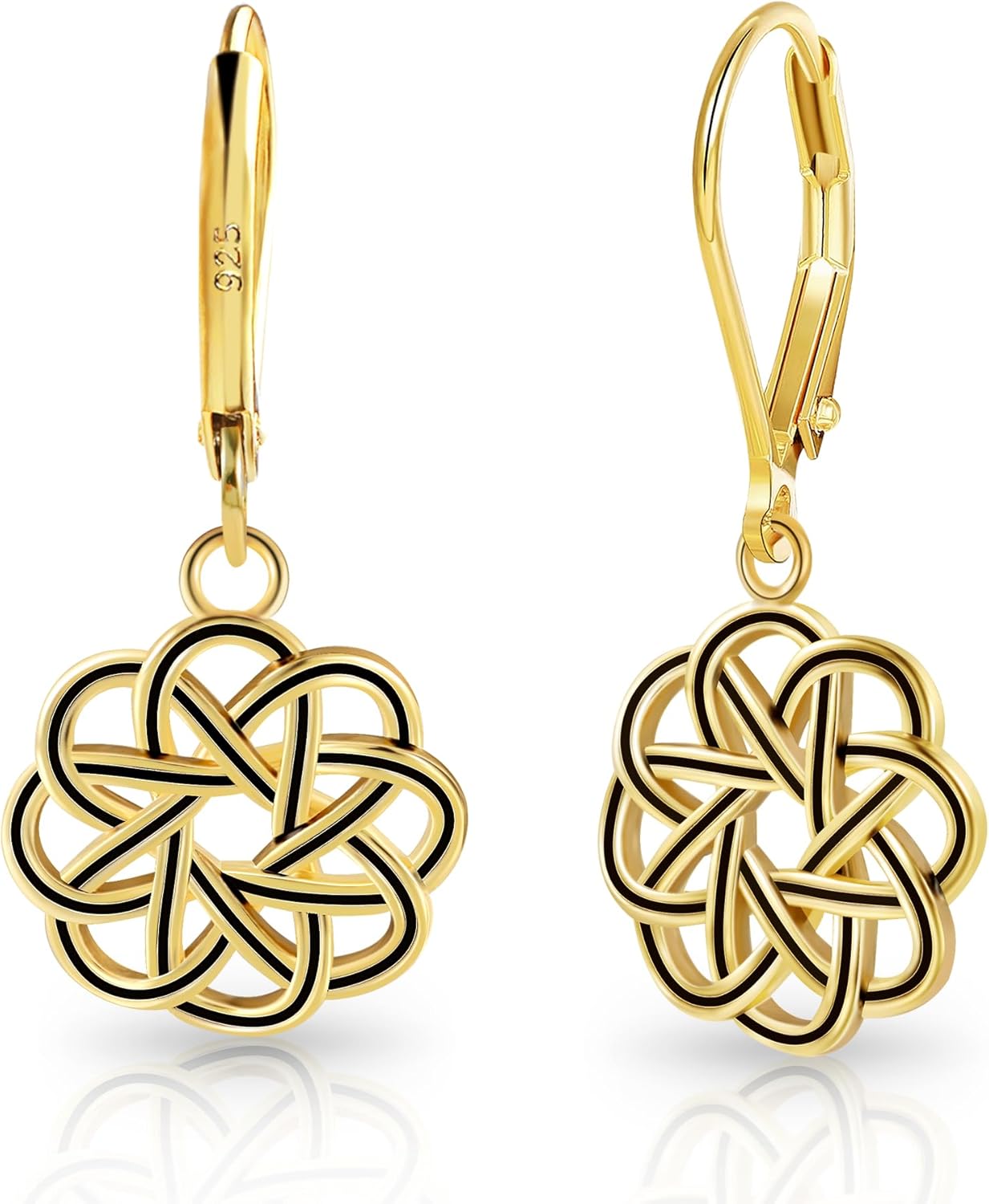 925 Sterling Silver Dangle Drop Earrings for Women girls, 14K Gold Trendy Celtic Knot Leverback Dangle Earrings, Lightweight Hypoallergenic Jewelry