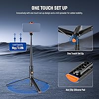 Vista 5 de NEEWER PA992 - Trípode para selfie stick de 57.9 pulgadas compatible con iPhone Samsung Android, soporte de metal portátil ligero para teléfono