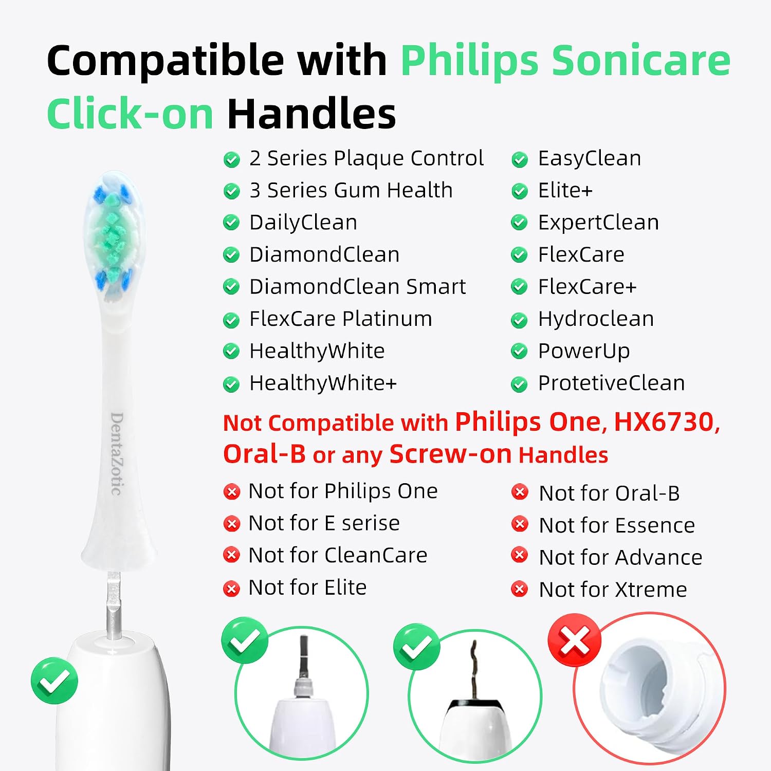 Gum Care Toothbrush Heads for Philips Sonicare Replacement Heads, Soft Bristles, White 10 Pack