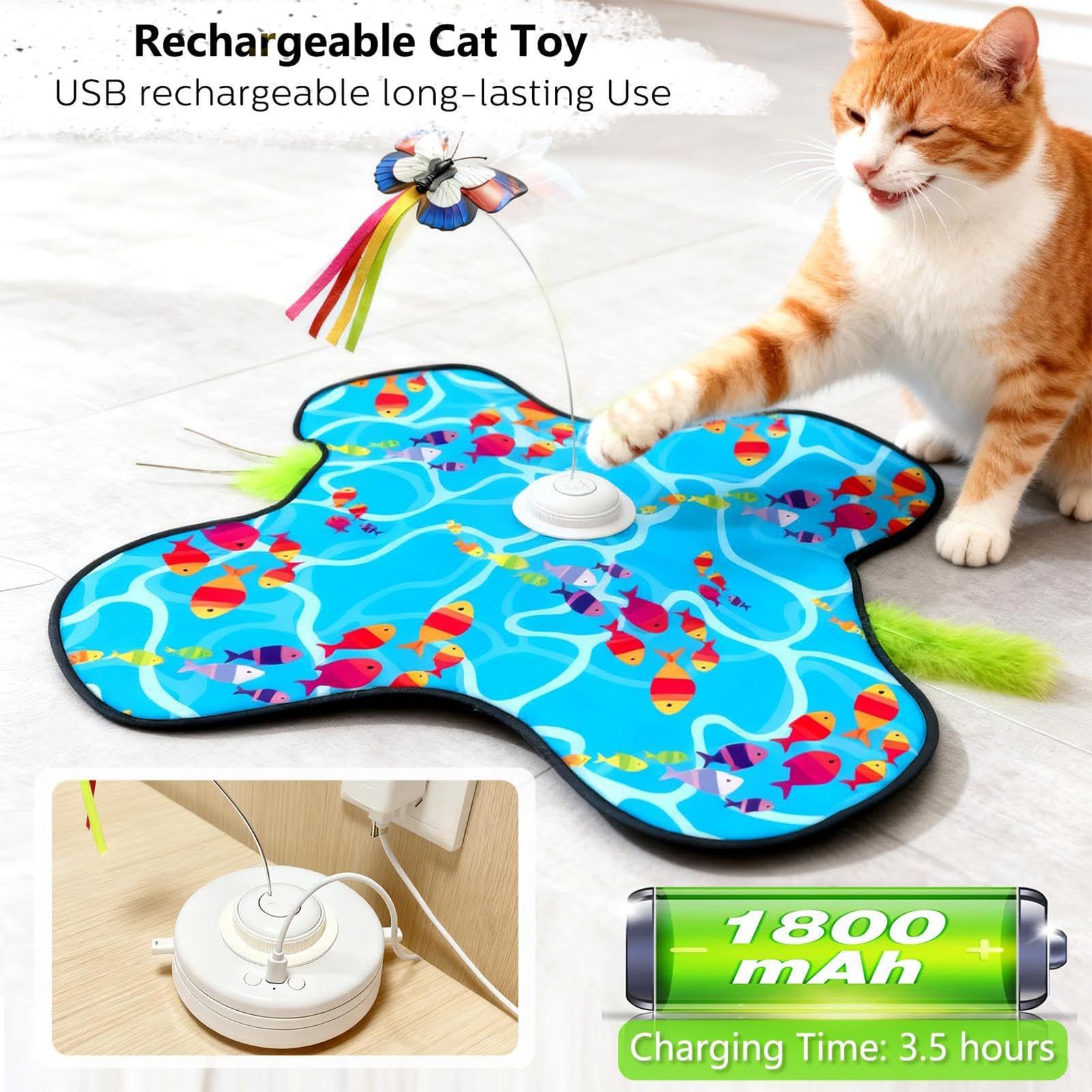 Jouet Interactif Pour Chat d'Exercice Rechargeable avec Lurettes Cachées