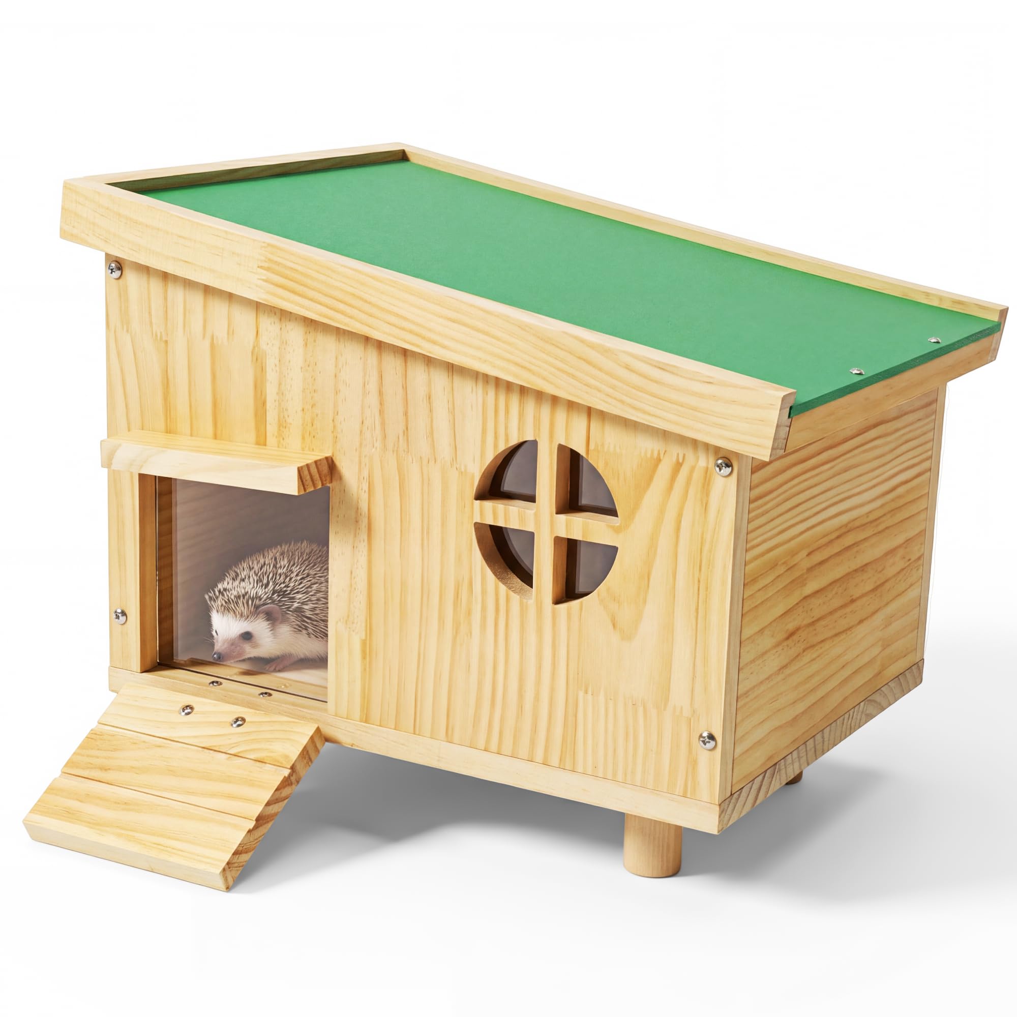 Igelhaus Winterfest mit Boden – sicheres Outdoor Igelhotel für den Garten, wetterfestes Holz Haus mit geschütztem Eingang & abnehmbarem Dach, Bausatz ohne Werkzeug – draussen trocken & warm