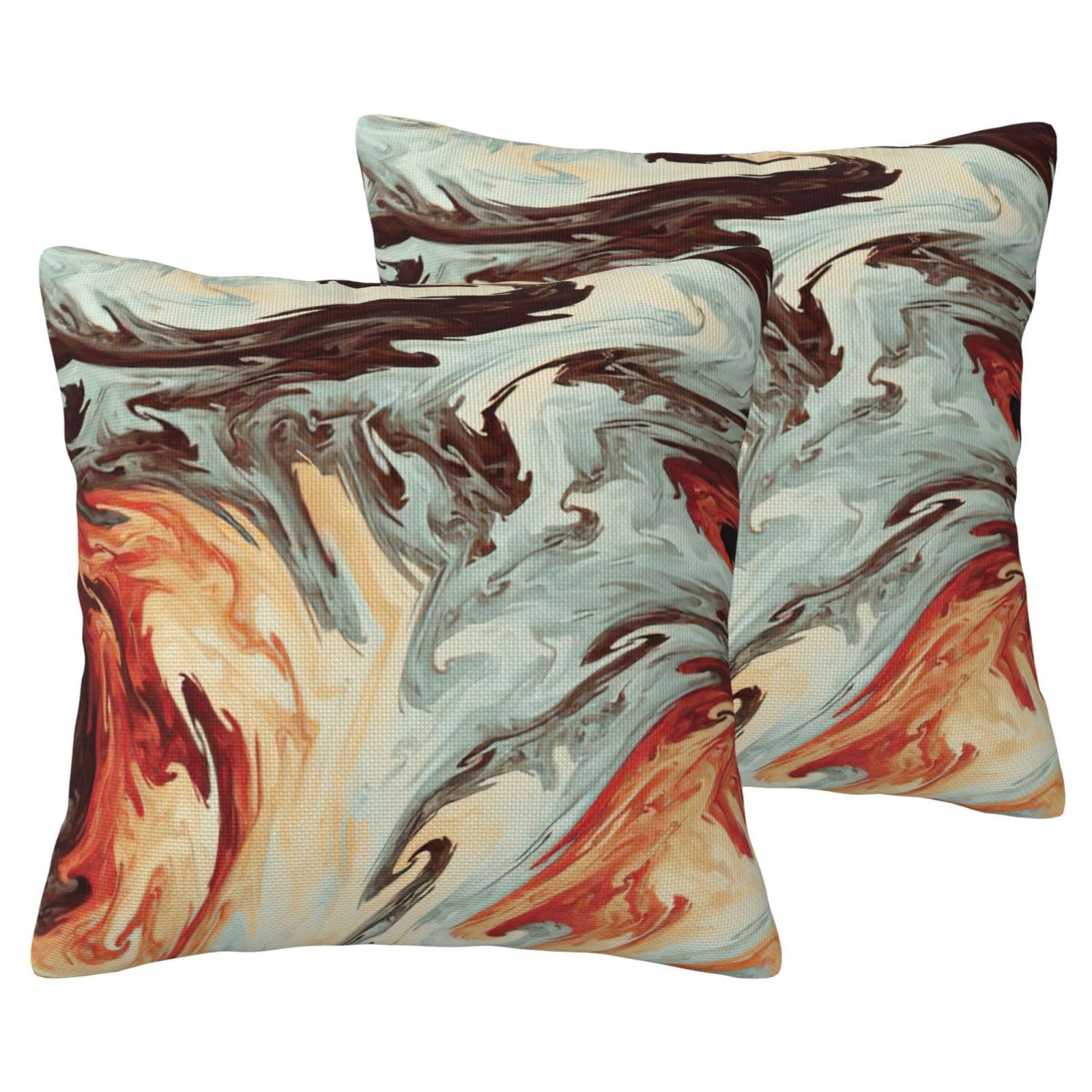 Housses de coussin marbre marron EdWal lot de 2 taies de canapé lit déco maison