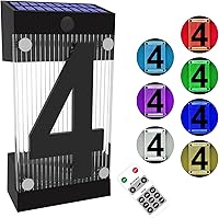 Vista 9 de Número solar de casa, número de dirección solar con número acrílico 3D, estacas de hierro, luz colorida, control remoto, señal de dirección moderna