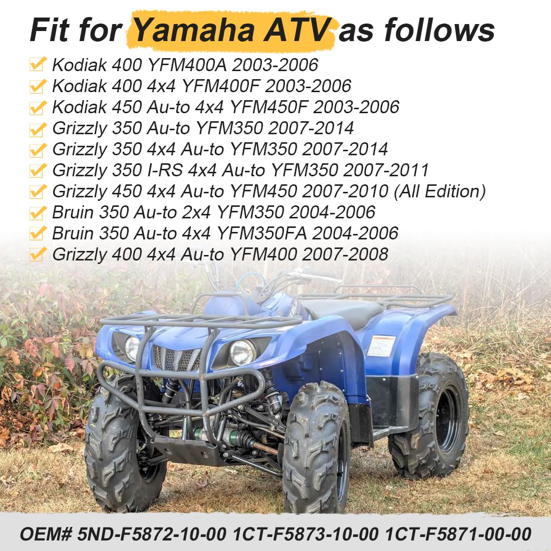 Vorderschläuche Bremsleitung passend für Yama-ha Kodiak 400 450 Grizzly 350 400 450 Bruin 350 Auto 2x4 4x4 2003-2014
