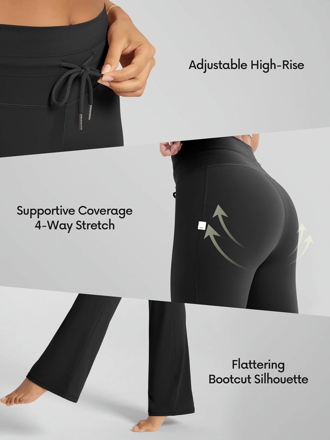 ODODOS Women's Drawstring Tie Flared Pants High Waist Bootcut Workout Yoga Pants - 30" / 32" Inseam
