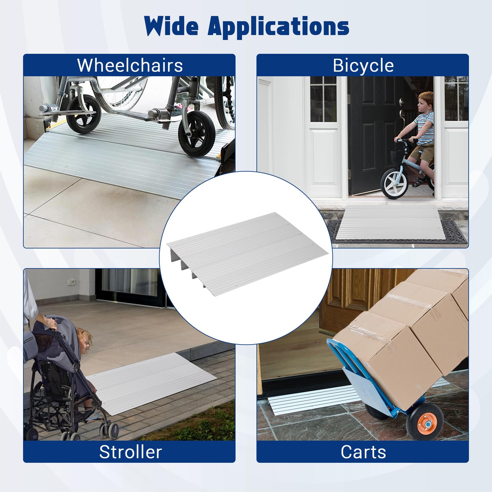 Rampa soglia regolabile in alluminio 4" - Portata 320kg, ideale per accesso porta, sedie a rotelle, scooter, passeggini, camper e animali - Perfetta per transizione pavimento interno/esterno