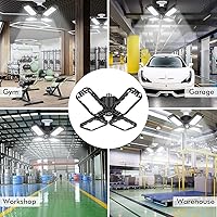 Vista 2 de Paquete de 4 luces LED para garaje, luz de tienda ultra brillante de 120W con 4 paneles ajustables, 12000LM, base E26/E27, deformable, accesorios