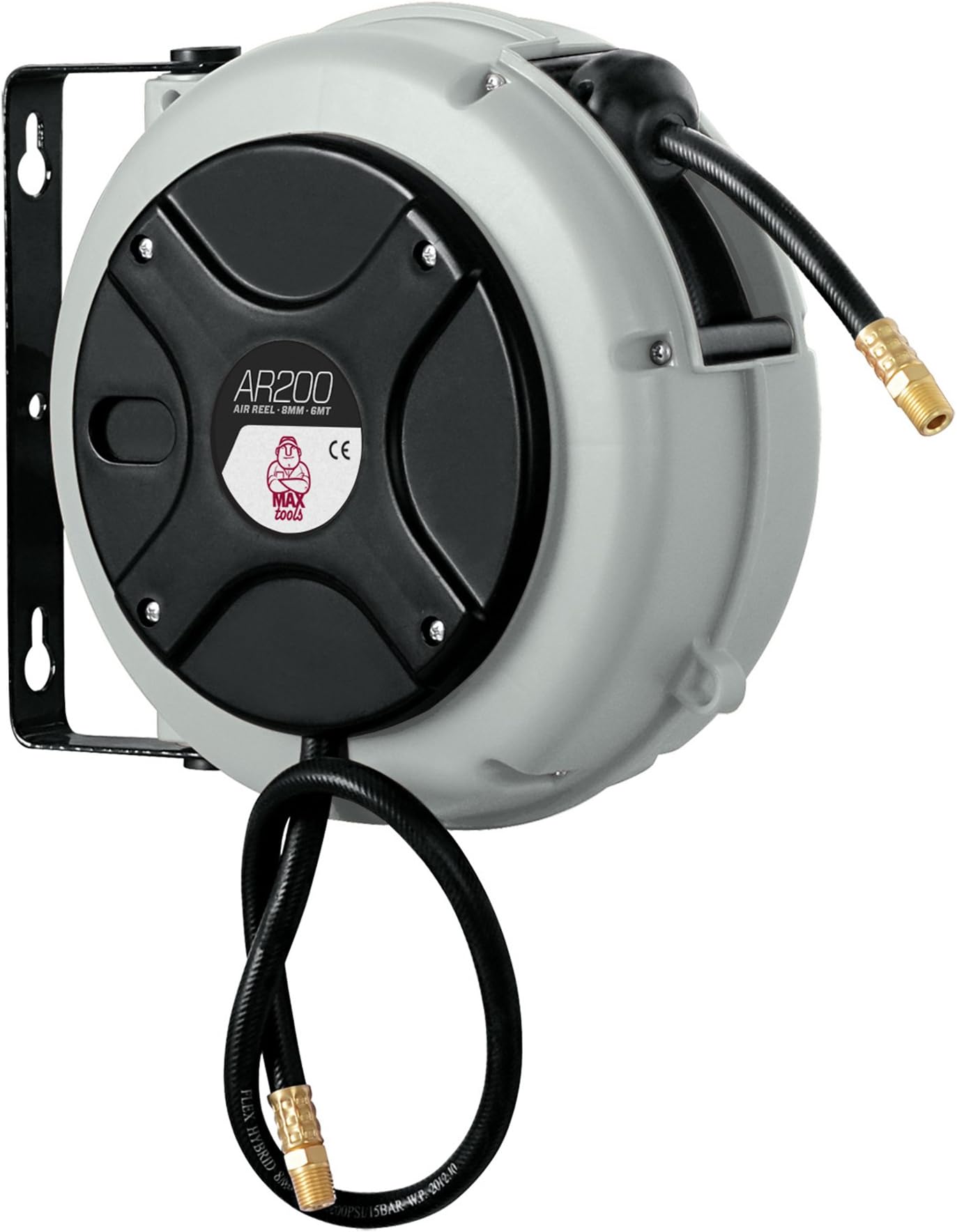 MAXTOOLS AR200 Air reel Hose, 8 mm by 6-meter PVC hose, 12 bars, up to 45 degrees C, Length 6 mt