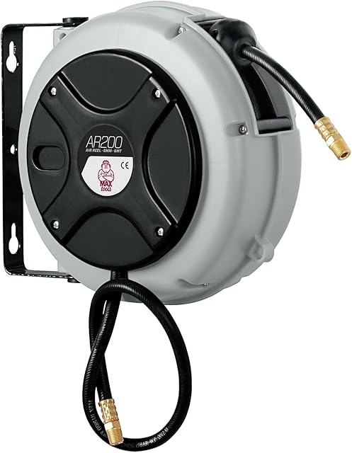 MAXTOOLS AR200 Air reel Hose, 8 mm by 6-meter PVC hose, 12 bars, up to 45 degrees C, Length 6 mt