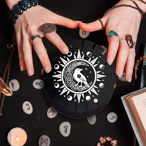 Miniatura 4 de CRASPIRE Soporte de péndulo Soporte de cristal para exhibición de cuervo de luna negra, tablero metafísico, tablero metafísico de madera para