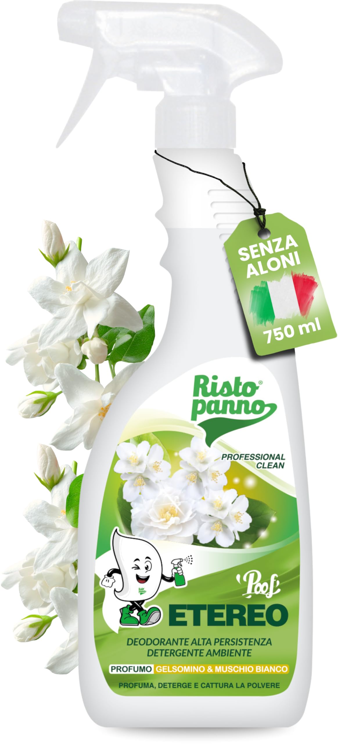 RISTOPANNO Profumatore Ambiente Spray Professionale Gelsomino & Muschio Bianco 750ml
