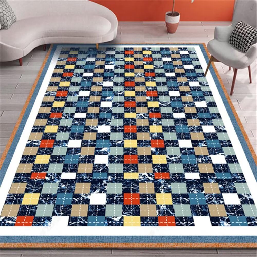 Tapis extérieur géométrique 100x160 cm lavable résistant aux taches pour salon et terrasse