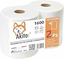 Carta Asciugatutto Extra Resistente Akitaink - 8 Rotoli, 6400 Strappi, Made In Italy
