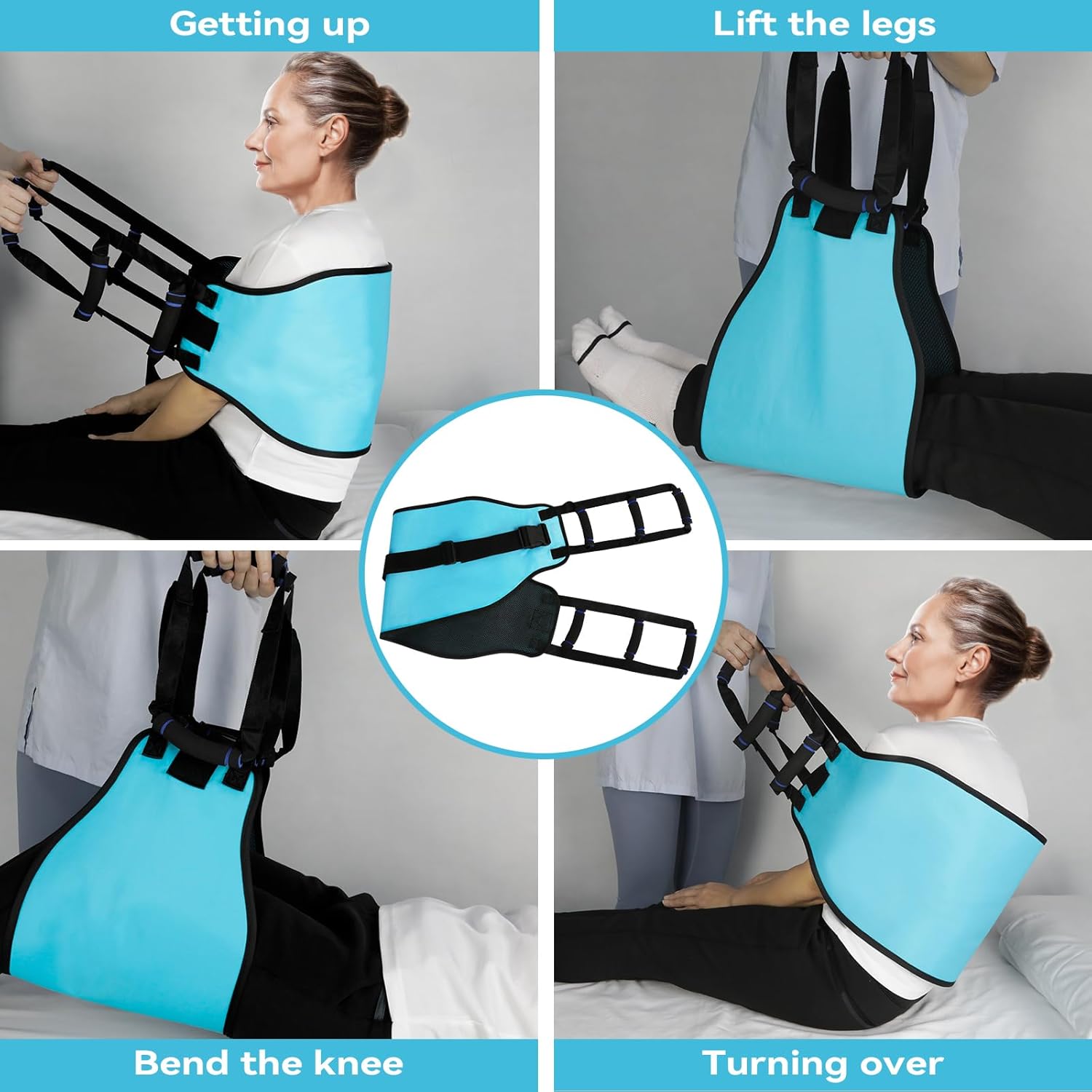 Transfer Sling for Elderly, Padded Assist Gait Belt, Heavy Duty Patient Lift with Straps, Mobility Standing and Lifting Aid for Elderly, Injured, Disabled - Safely Move from Wheelchair and Bed
