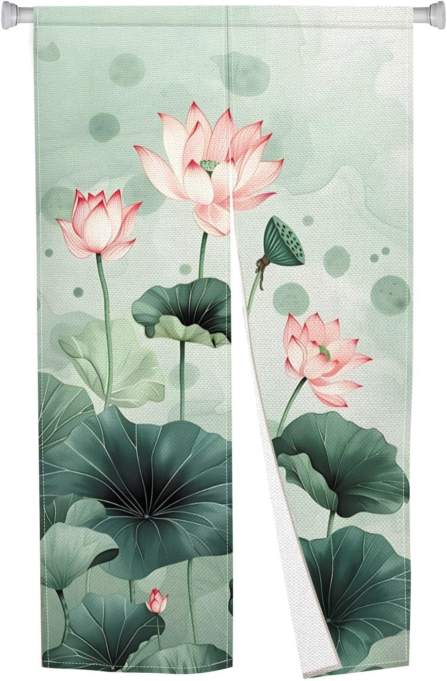 Japanese Doorway Curtain Noren Door Tapestry Chinese Ink Printing Lotus Flower Kitchen Door Curtains for Hanging Room Privacy Divider Bathroom Home Japanese Decor, 33.5"x 70.9"