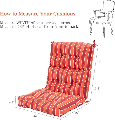 Miniatura 6 de Giantex - Cojín para silla de patio exterior, 5 pulgadas, para respaldo alto con 4 lazos de cuerda, cojín para columpio de patio, silla con asiento