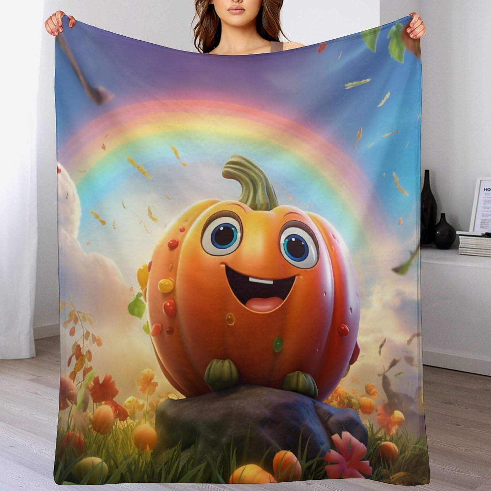 Couverture citrouille anti-froid | Plaid flannel 150x200cm résistant pour canapé et lit
