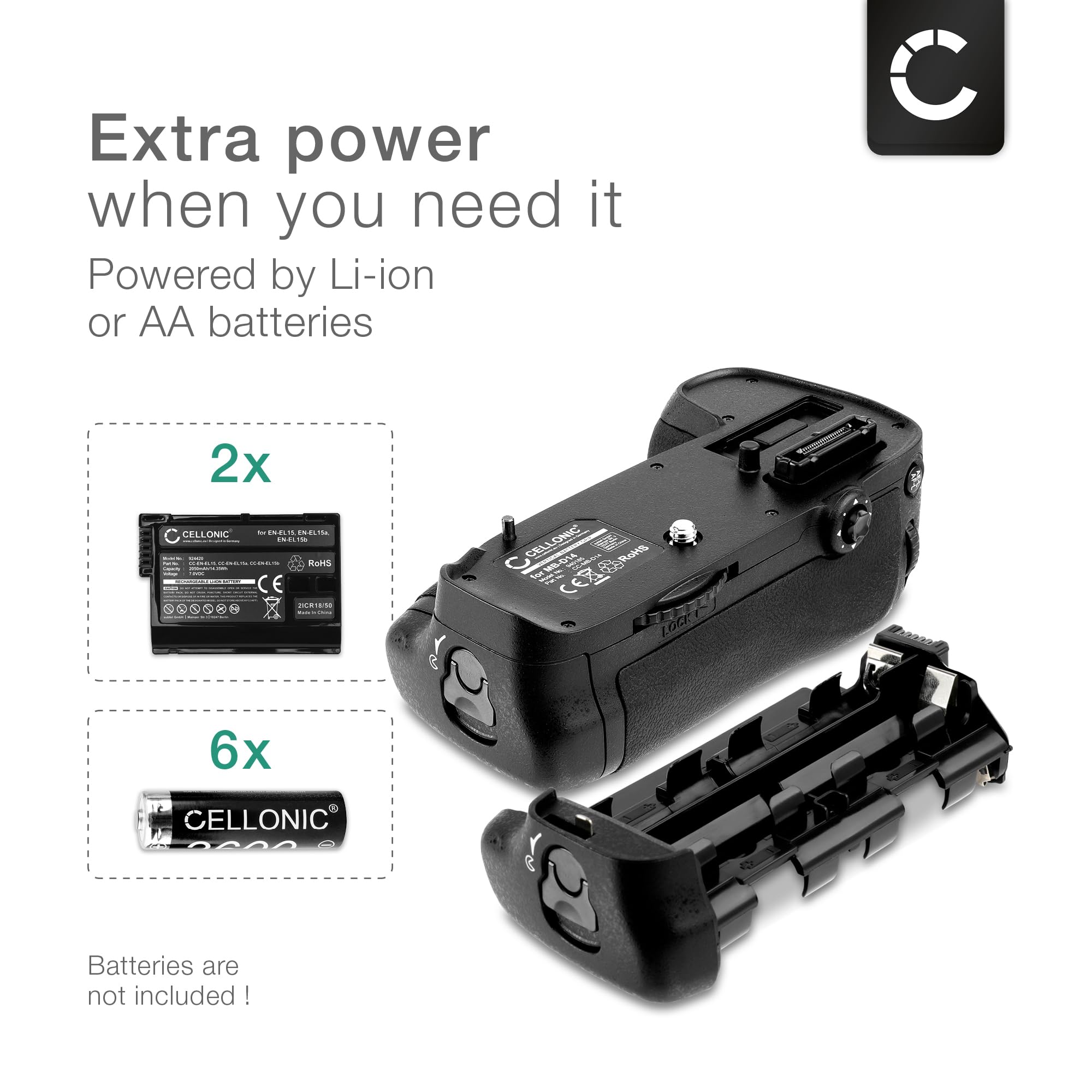 CELLONIC Impugnatura Batteria Compatibile con Nikon D610, D600, MB-D14