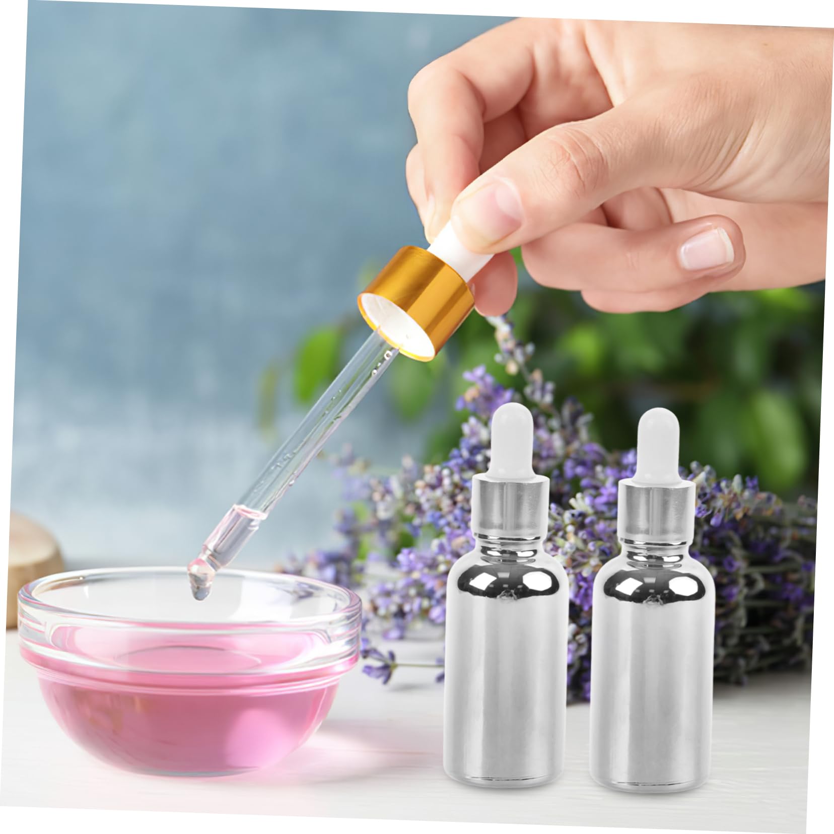 FOMIYES 10pcs Essential Oil Dropper Bottle Liquid Container Sample Vials with Cap Essential Oil Vials with Lids Bottles Empty Vials for Liquid Silver Glass