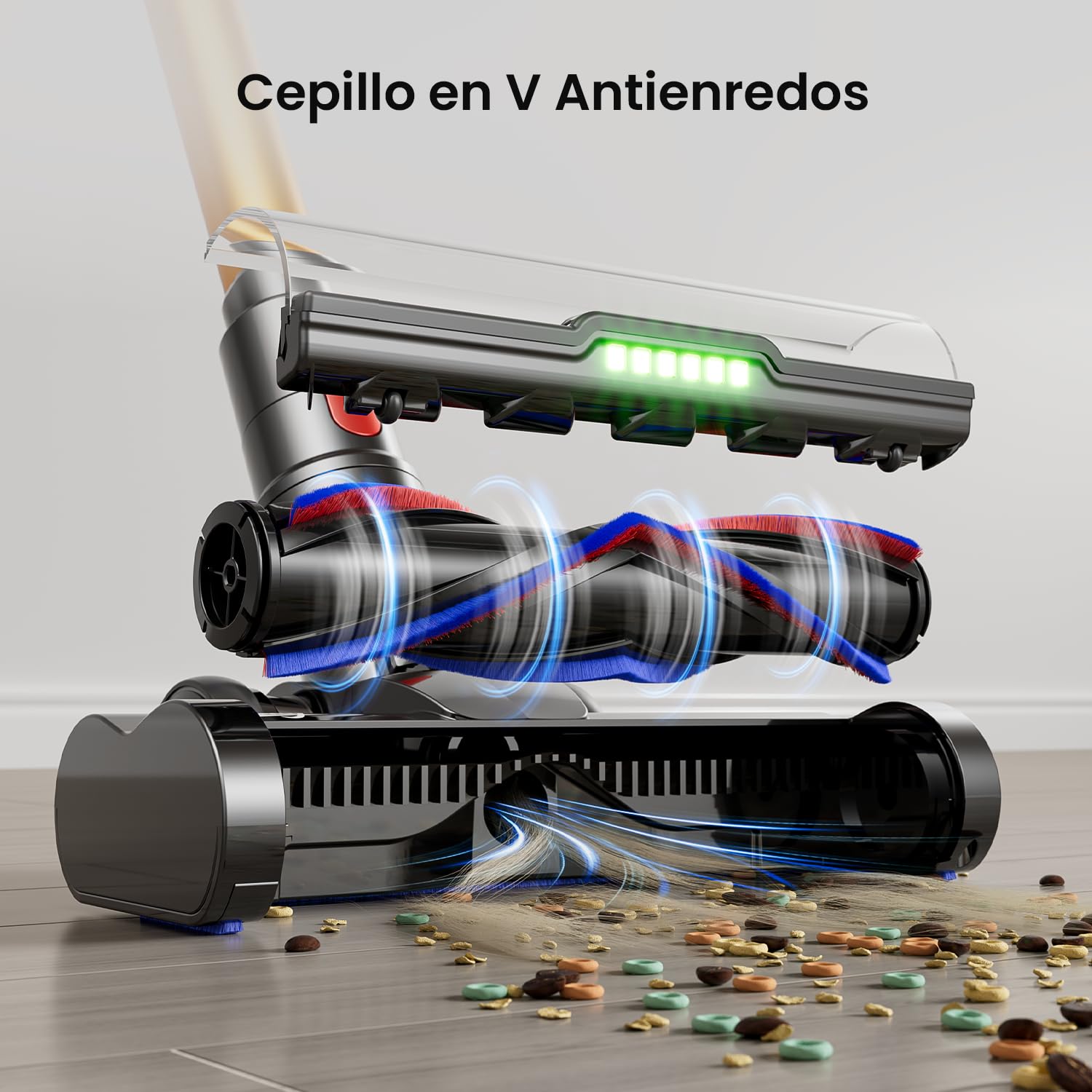 Aspiradora sin Cable 55KPa/650W/70Min Alfombras/Pelos Mascotas/Suelos Duros | Aspiradora Vertical sin Cable con Pantalla LED, Cepillo Anti-Enredos, Depósito 1,8L, Filtración 8 Etapas, Base de Carga Mural
