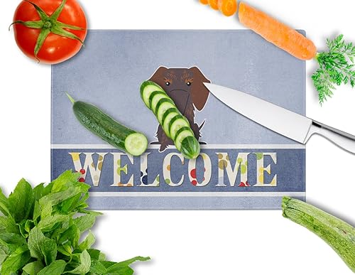 Miniatura 2 de Caroline's Treasures BB5710LCB Tabla de cortar de vidrio de bienvenida de chocolate con pelo de alambre grande decorativa de vidrio templado para