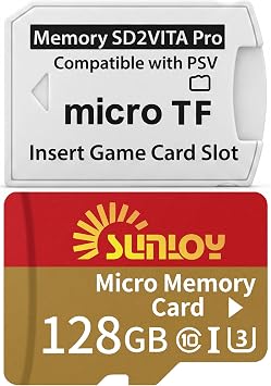 SD2Vita 6.0 PS Vita Memory Card Adapter with 128GB Micro SD Card, High Speed microSDXC UHS-I Flash Memory Card with PSVita SD Card Adapter for PSV 1000/2000 PSTV FW 3.60 HENkaku Enso System