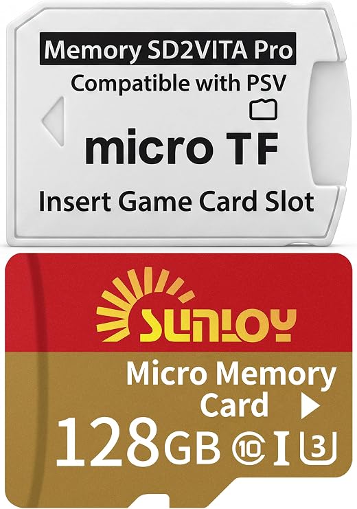SD2Vita 6.0 PS Vita Memory Card Adapter with 128GB Micro SD Card, High Speed microSDXC UHS-I Flash Memory Card with PSVita SD Card Adapter for PSV 1000/2000 PSTV FW 3.60 HENkaku Enso System