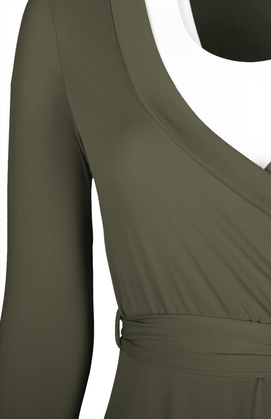 Women's 3/4 Sleeve Deep V-Neck Maxi Faux Wrap Solid Plus Size Dress