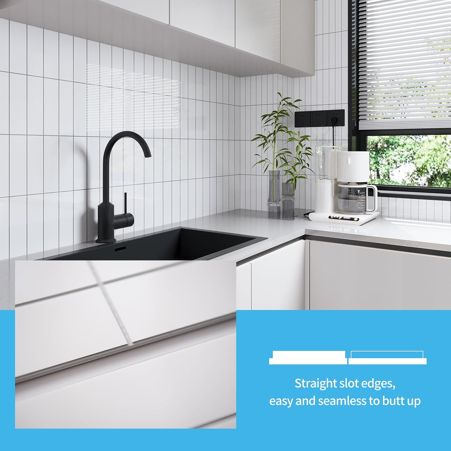 Art3d 10-Sheet Faux Marble Peel and Stick Backsplash Tile for Kitchen Wall Bathroom Countertops, 11.4 inch x 9.1 inch Stick-on Glazed-Ceramic Finish Resist to Water, Heat and Scratches, White