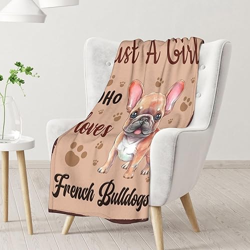 Miniatura 2 de Manta de bulldog francés para niñas y niños, tamaño de regazo de 30 x 40 pulgadas, manta de felpa suave y mullida para regalo, manta marrón