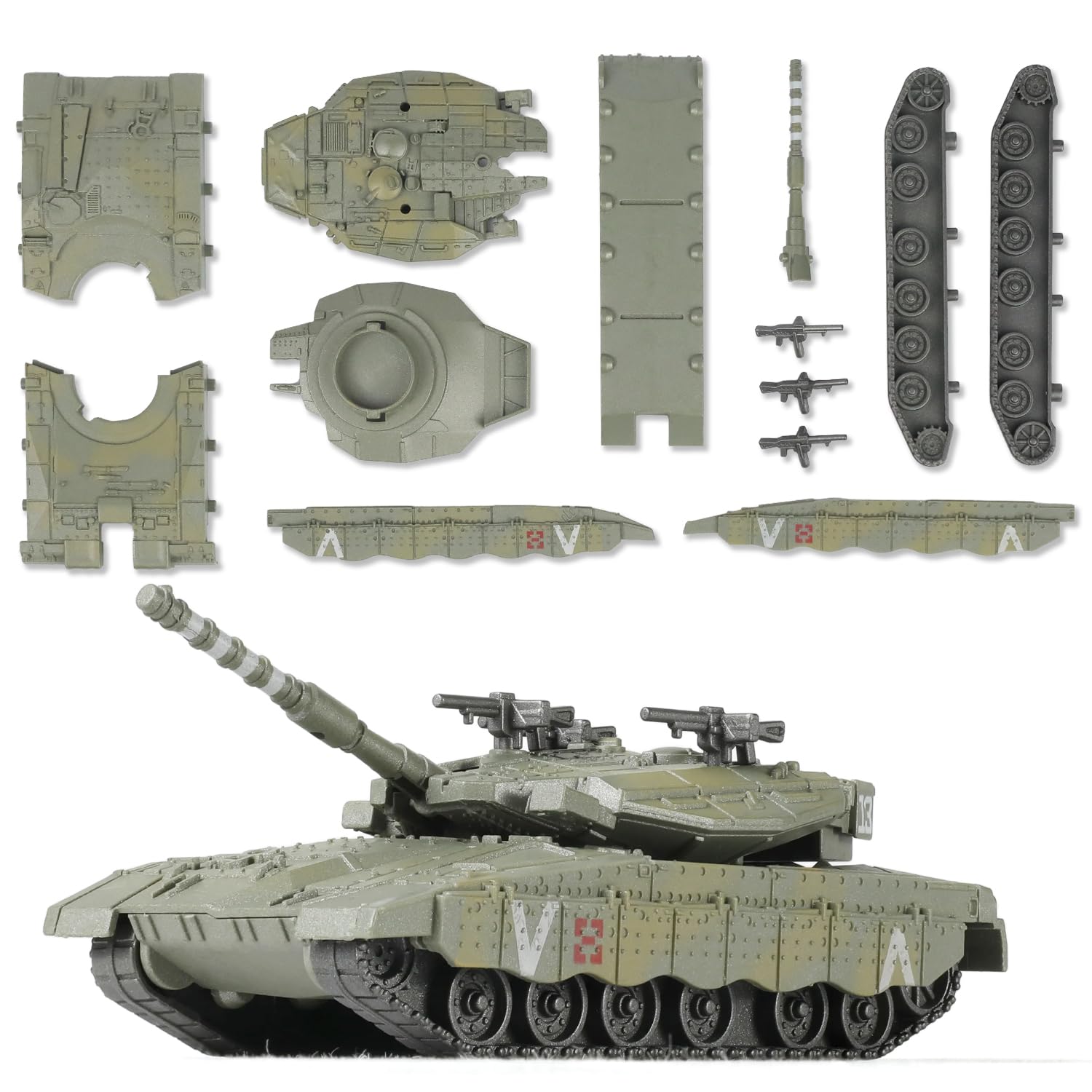 SEBUNAS 1/72 Scale Merkava Military Tank Quick Build Model Israel States Armored Vehicle Merkava Main Battle Tank Building Model Gift for Adults and Kids(13PCS)