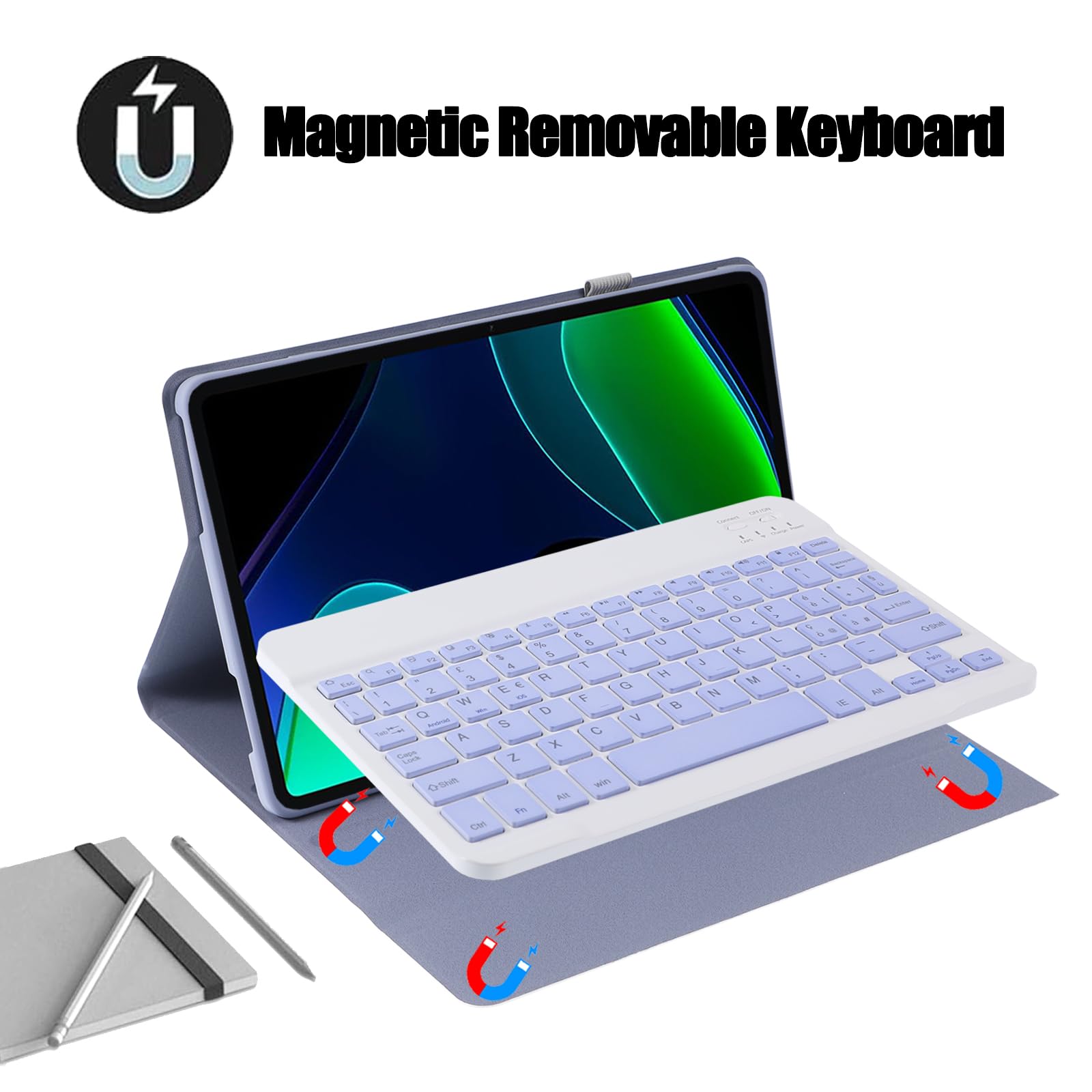 Jeloyutek Tastiera Cover Per Xiaomi Pad 6 11'' 2023 – Layout Italiano QWERTY, Con Custodia Staccabile Magnetica, Viola