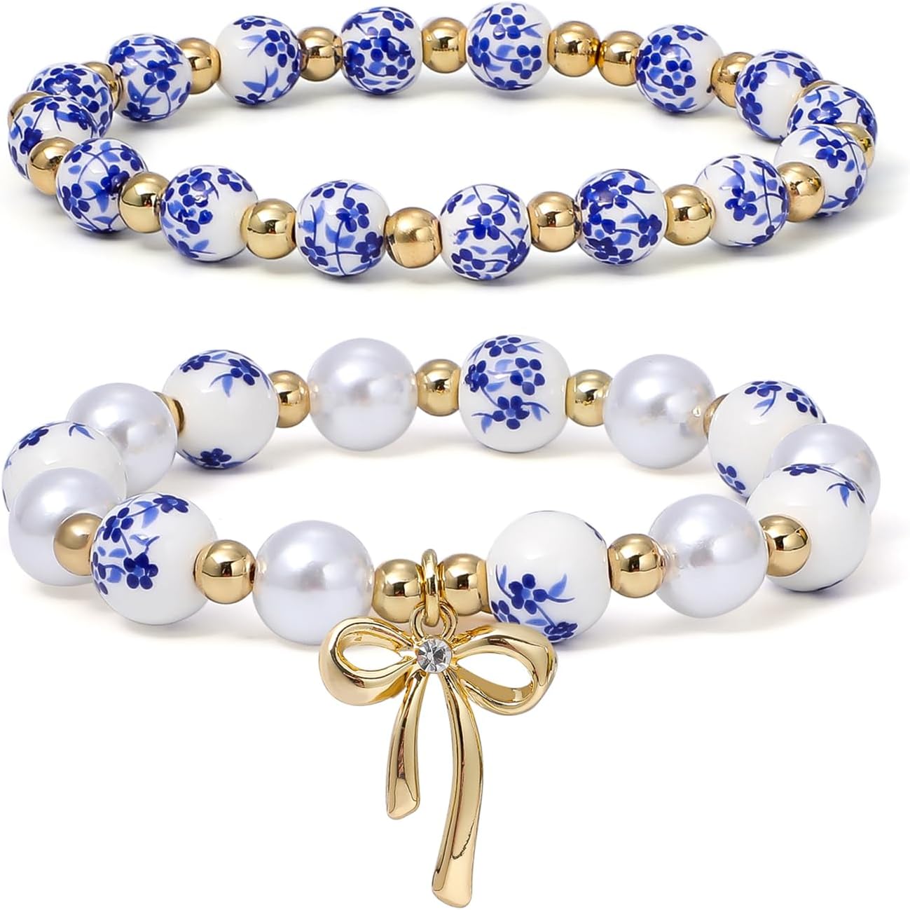 Vintage colorful ceramic beads bracelet for women stacking bamboo tube