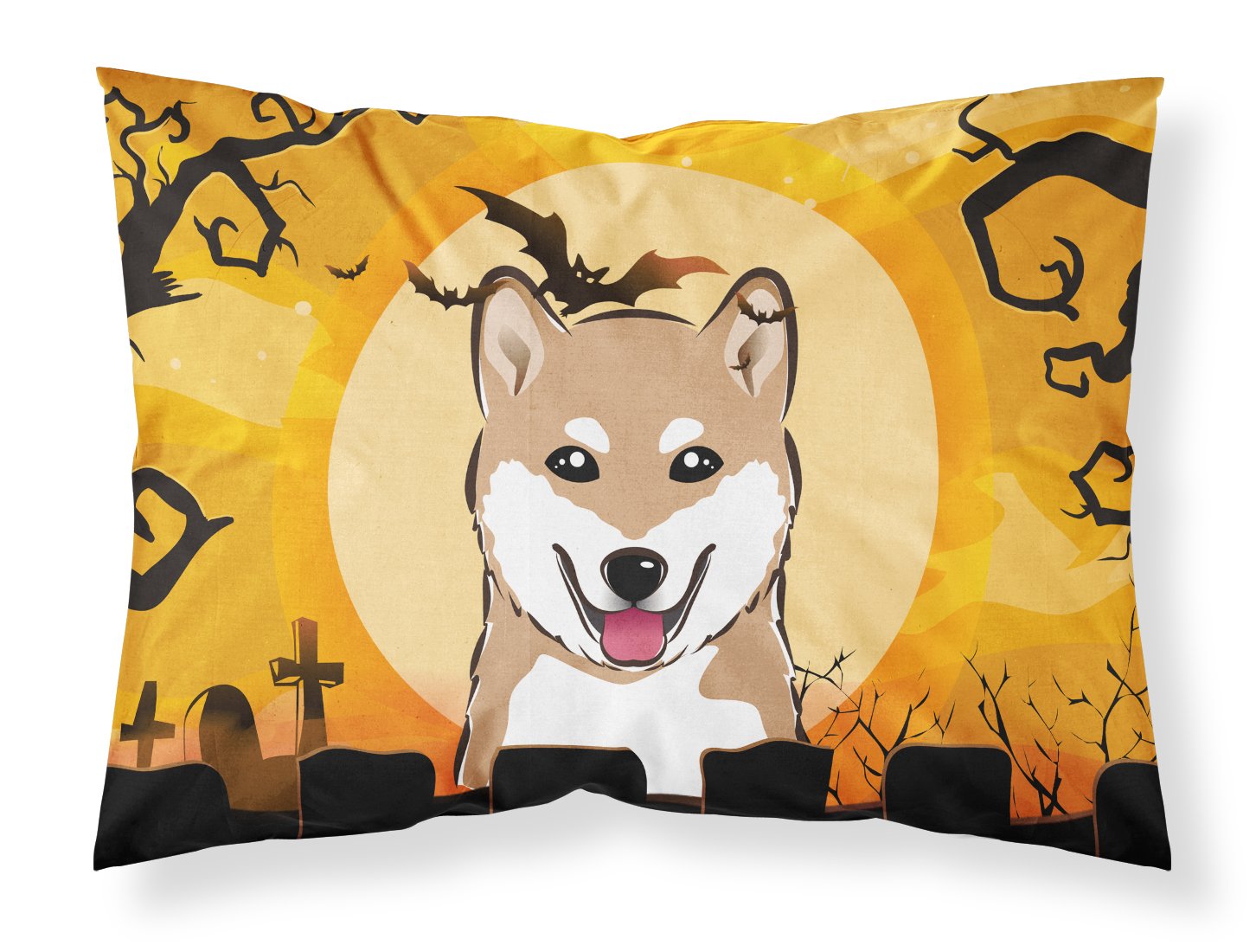 Taie d'oreiller Halloween Shiba Inu multicolore, textile durable et finitions de grande qualité